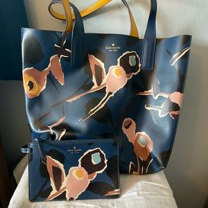 Kate spade reversible tote bag with mini bag